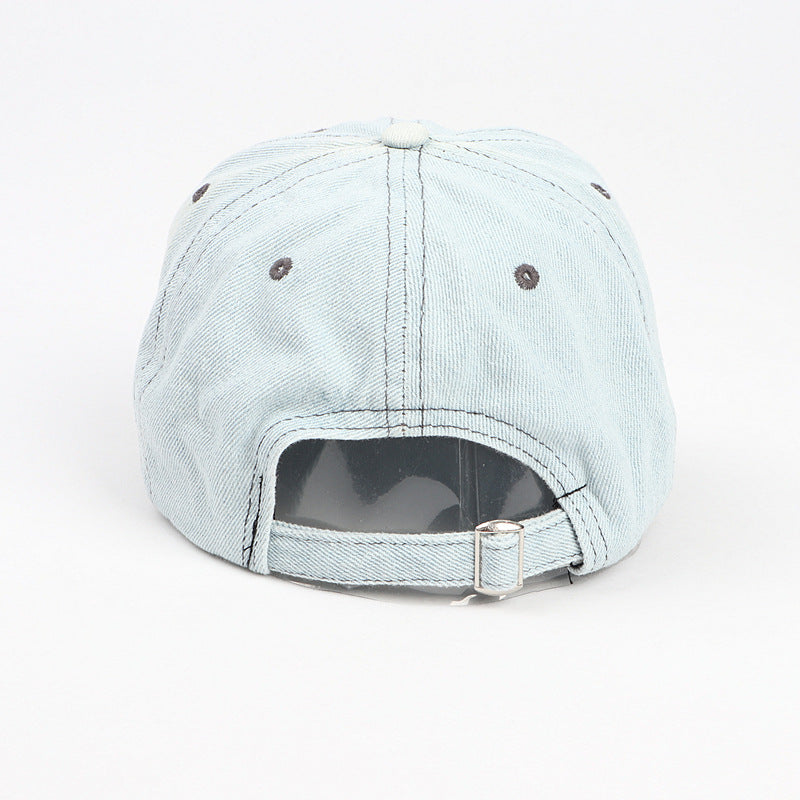 Wholesale Washed Denim Baseball Cap with Letter Embroidery Sun Visor Cap Hat ACC-HT-LueLan005