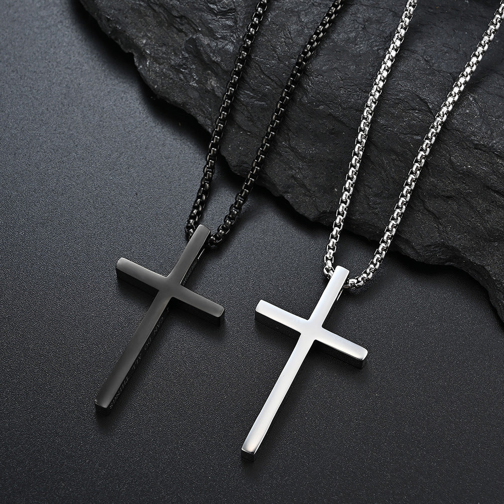 Wholesale Titanium Steel Simple Cross Necklace Sweater Chain