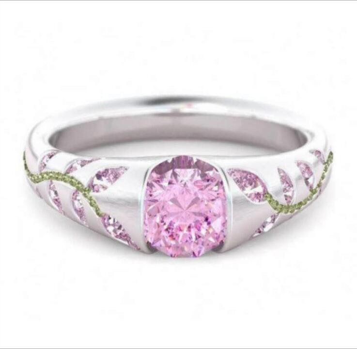 Wholesale Alloy Flower Leaf Ring with Synthetic Zirconia - Gold Red,  Women' s Fashion Jewelry Accessory