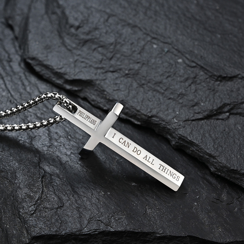 Wholesale Titanium Steel Simple Cross Necklace Sweater Chain