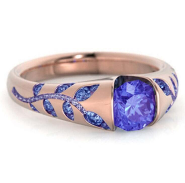 Wholesale Alloy Flower Leaf Ring with Synthetic Zirconia - Gold Red,  Women' s Fashion Jewelry Accessory
