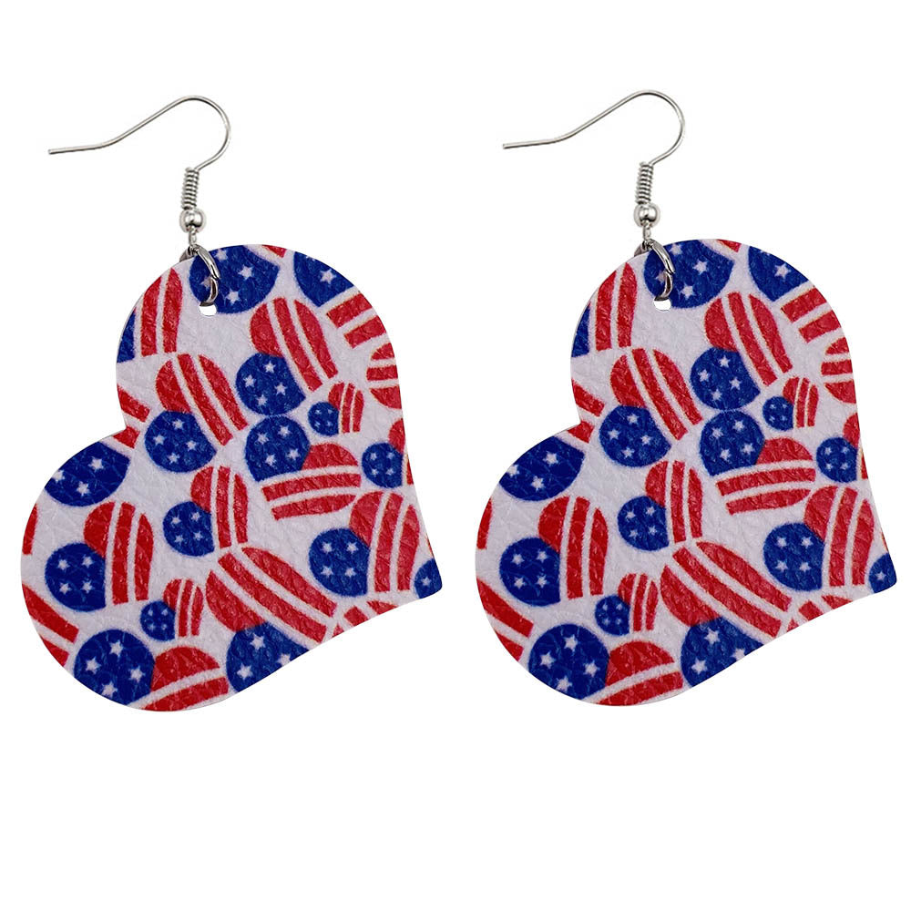 Wholesale Red  Blue and White Teardrop Leather  Western-Style Stud Earrings
