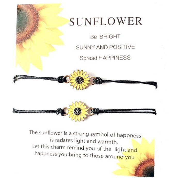 Wholesale Alloy Dripping Oil Flower Bracelet Adjustable Woven Sunflower Design Women S Everyday Wear