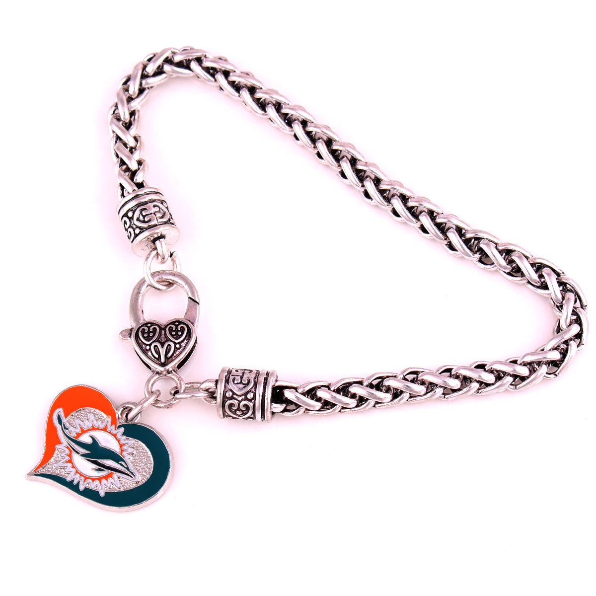 Wholesale Sports Athletics Saints Dropping Peach Heart Bracelet ACC-BT-Houh004