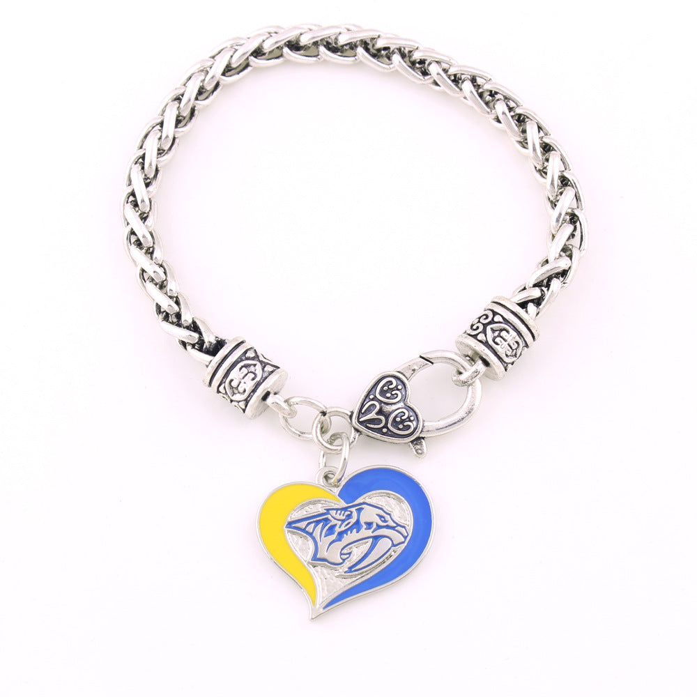 Wholesale Sports Athletics Saints Dropping Peach Heart Bracelet ACC-BT-Houh004
