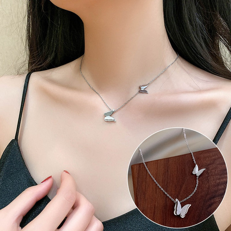 Wholesale  Titanium Steel Butterfly Necklace