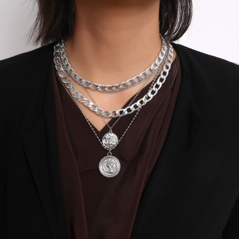 Wholesale Multi-layered Disc Head Pendant Necklaces Set ACC-NE-GaoTu001
