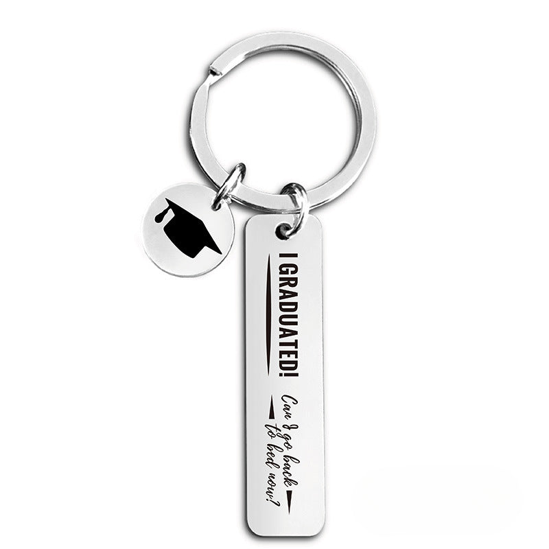 Wholesale 2024 Graduation Season Inspirational Phrases Square Stainless Steel Keychain ACC-KC-Ganggu013