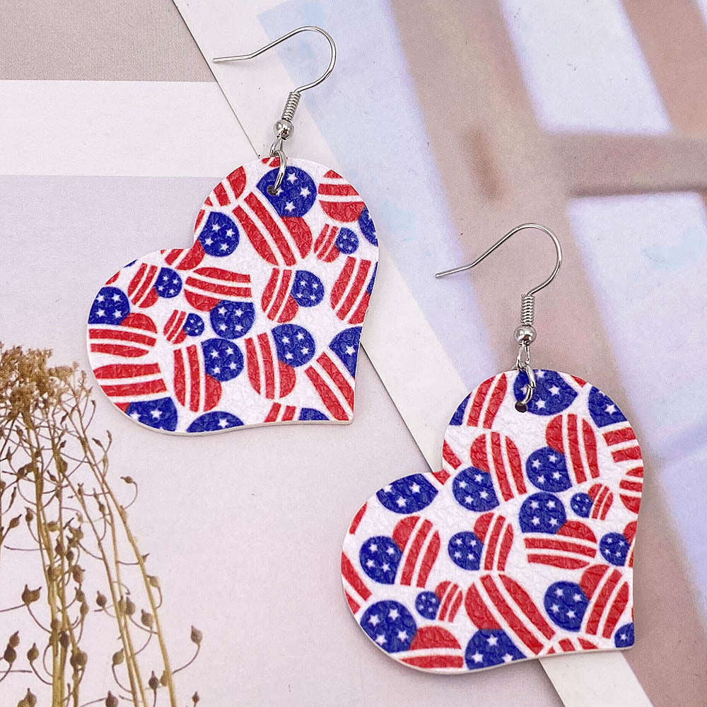 Wholesale Red  Blue and White Teardrop Leather  Western-Style Stud Earrings
