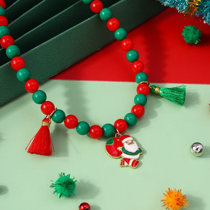 Wholesale Beaded Tassel Santa Claus Necklace Cartoon Necklaces ACC-NE-YueSen007