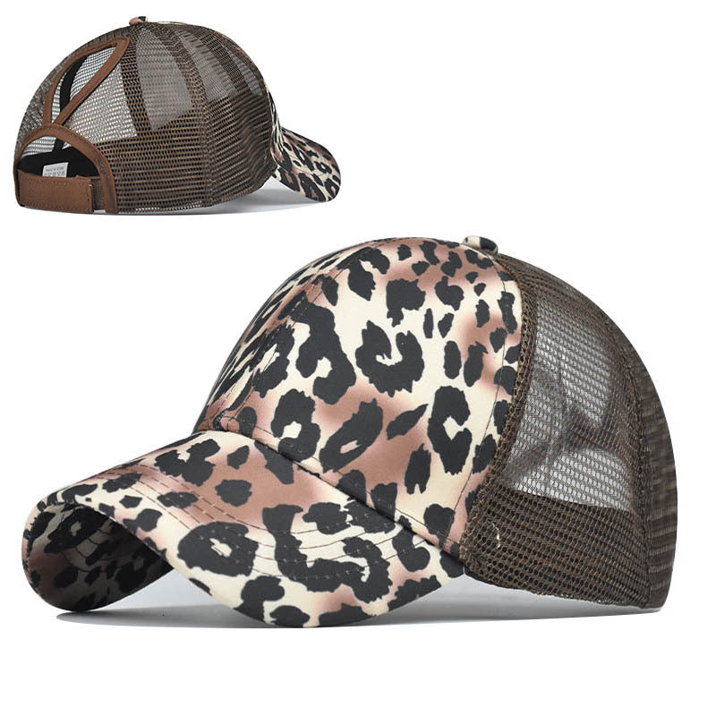 Wholesale Leopard Print Baseball Cap Ponytail Cap Mesh Cap Hat ACC-HT-ErXu005