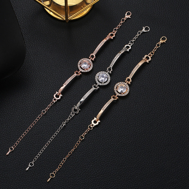 Wholesale Gold-Tone 8 Hearts 8 Arrows CZ Bracelet Stylish Jewelry Accessory for Women Gift