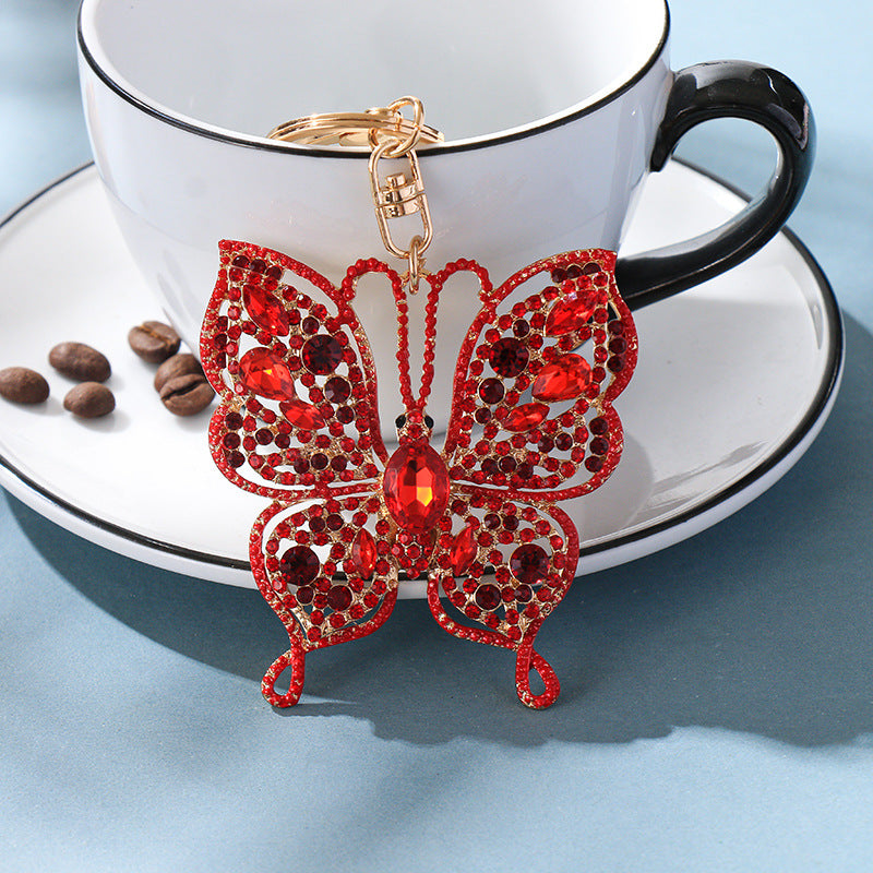 Wholesale color diamond keychain pendant butterfly creative  key chain