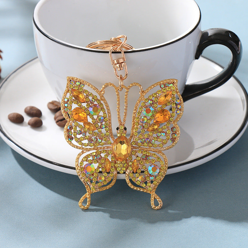 Wholesale color diamond keychain pendant butterfly creative  key chain