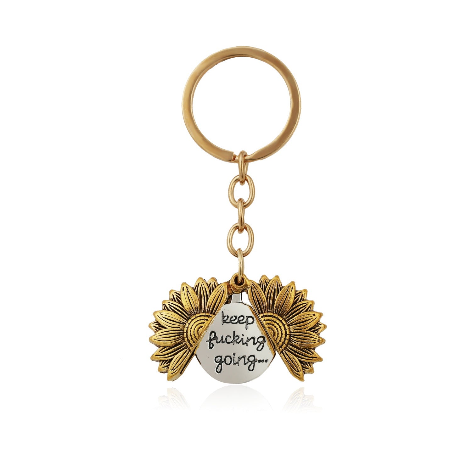 Wholesale Alloy Sunflower Openable Double-sided Engraving Keychain Pendant ACC-KC-ManYi001