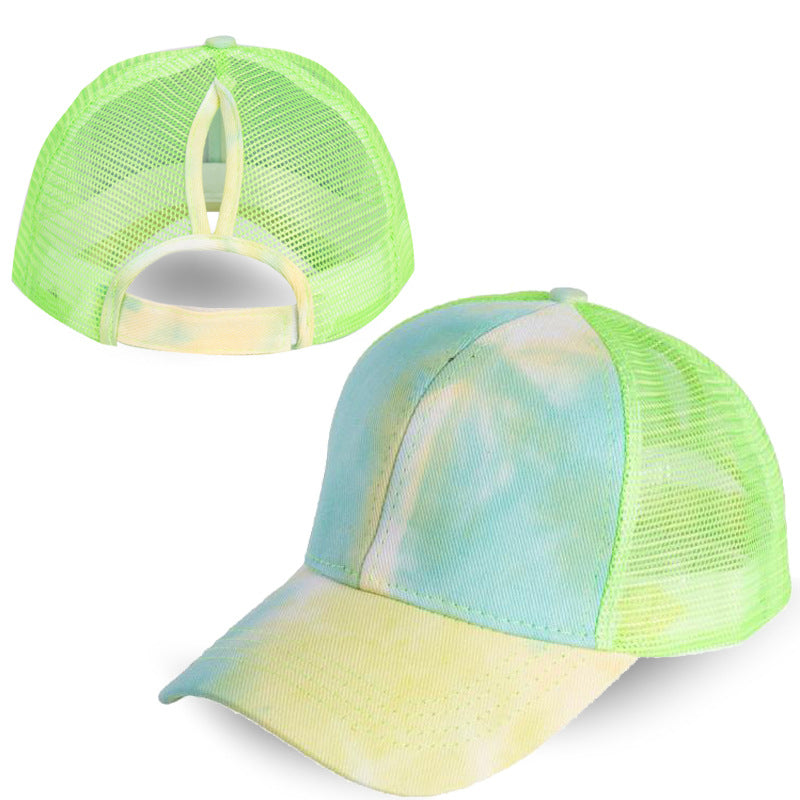 Wholesale Cotton Tie Dye Ponytail Baseball Cap With Back Opening Unisex Everyday Hat