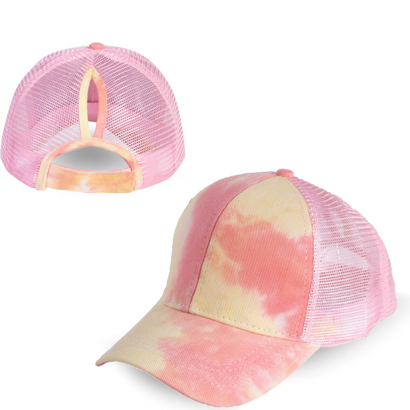 Wholesale Cotton Tie Dye Ponytail Baseball Cap With Back Opening Unisex Everyday Hat