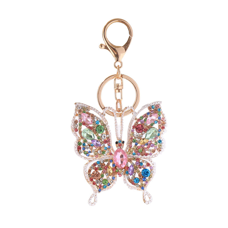 Wholesale color diamond keychain pendant butterfly creative  key chain