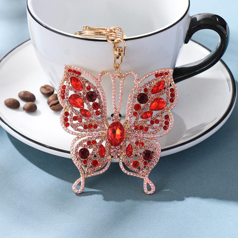 Wholesale color diamond keychain pendant butterfly creative  key chain