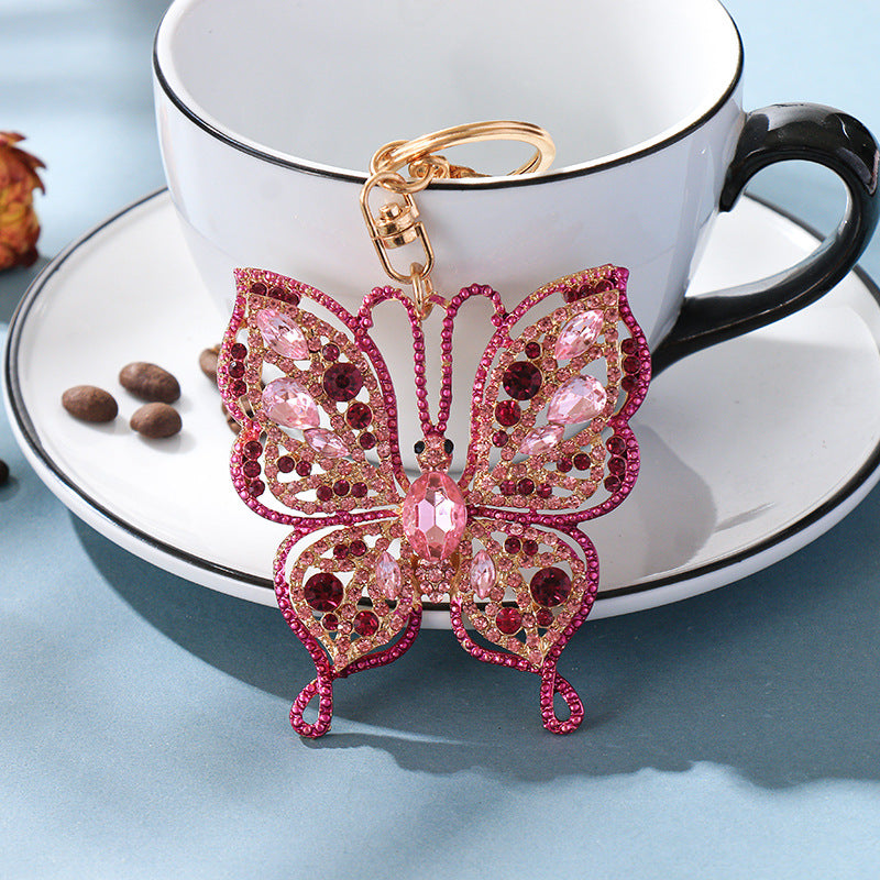 Wholesale color diamond keychain pendant butterfly creative  key chain