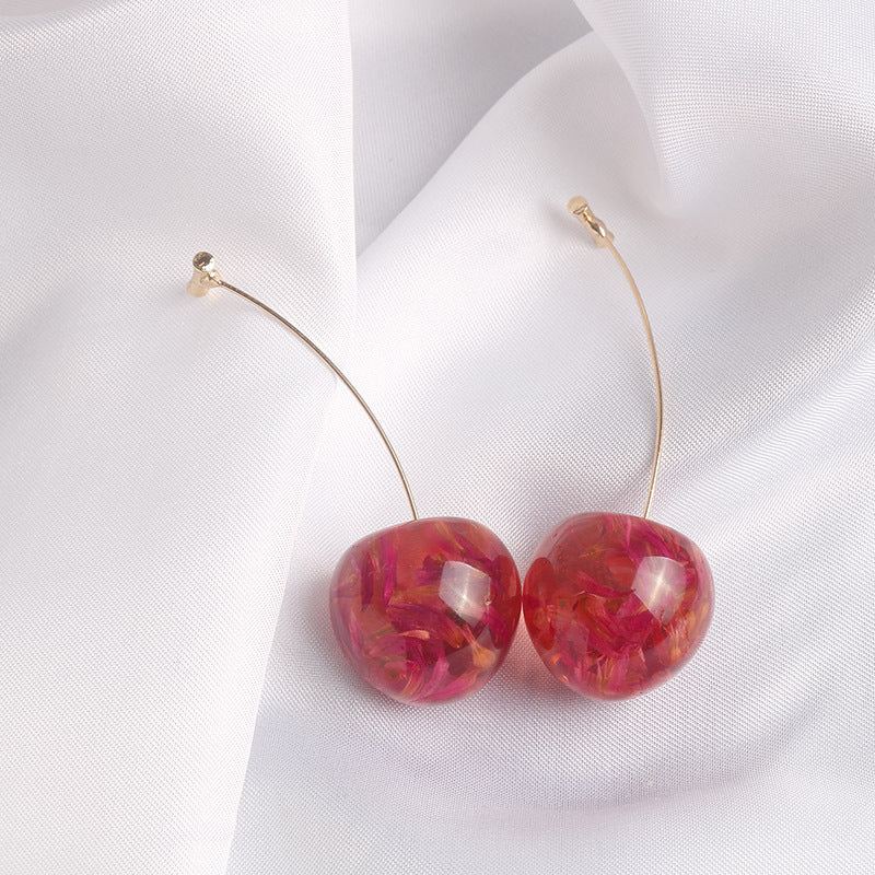 Wholesale  dried flower cherry earrings