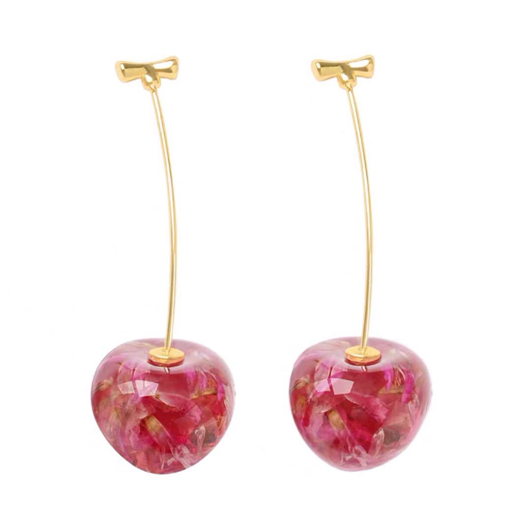 Wholesale  dried flower cherry earrings