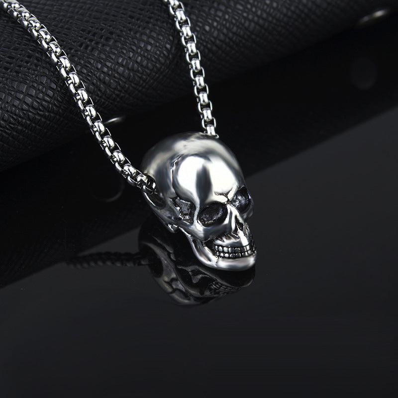 Wholesale titanium steel skull men's necklace