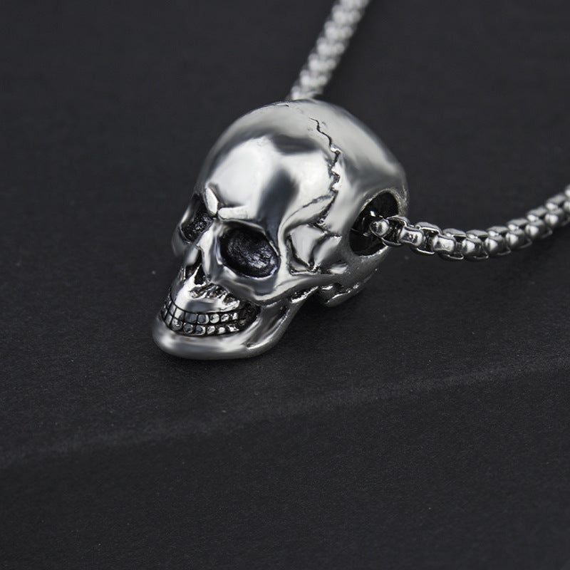 Wholesale titanium steel skull men's necklace