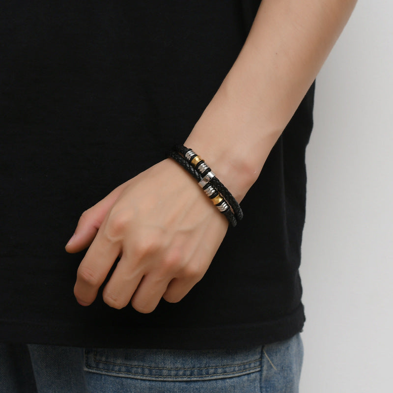 Bracciale in pelle a doppio strato all'ingrosso