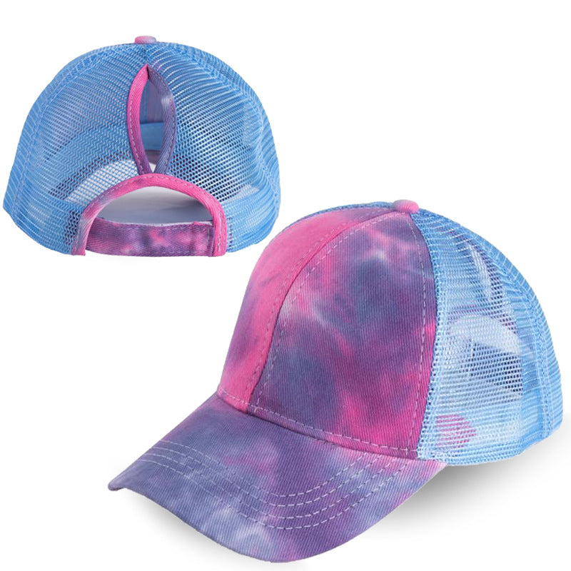 Wholesale Cotton Tie Dye Ponytail Baseball Cap With Back Opening Unisex Everyday Hat