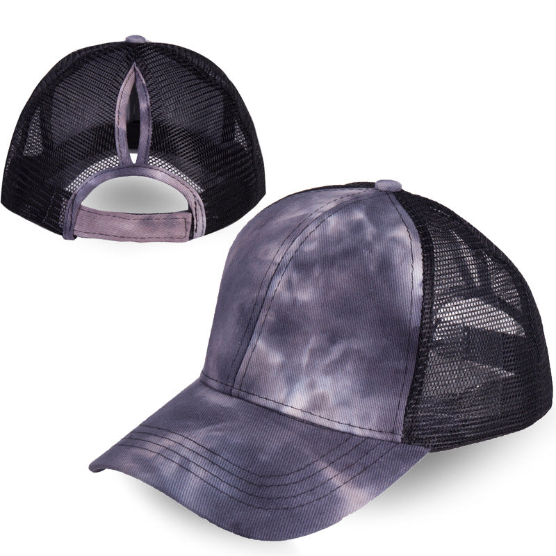 Wholesale Cotton Tie Dye Ponytail Baseball Cap With Back Opening Unisex Everyday Hat