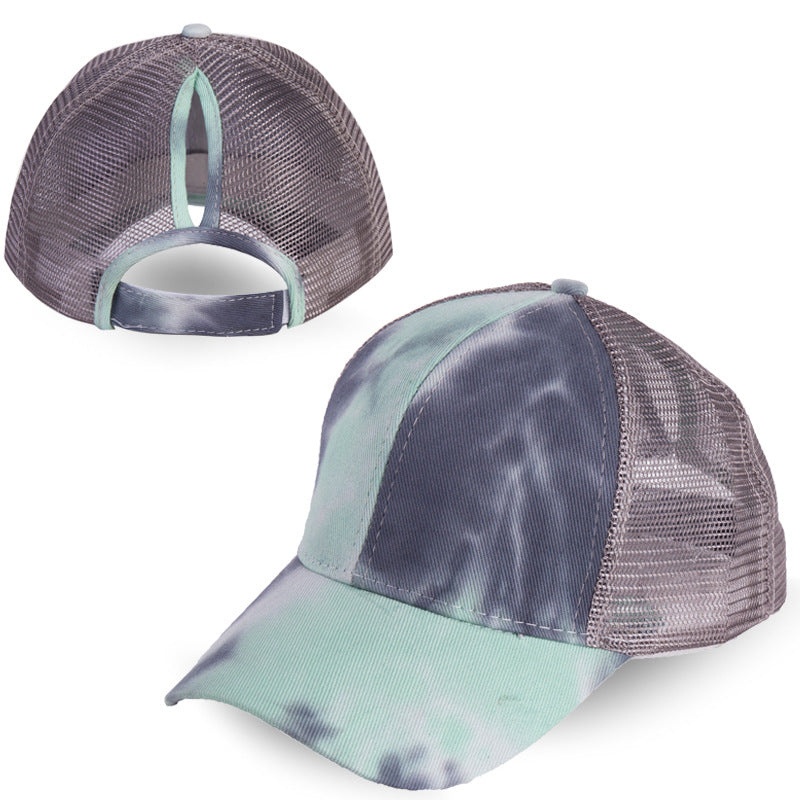 Wholesale Cotton Tie Dye Ponytail Baseball Cap With Back Opening Unisex Everyday Hat