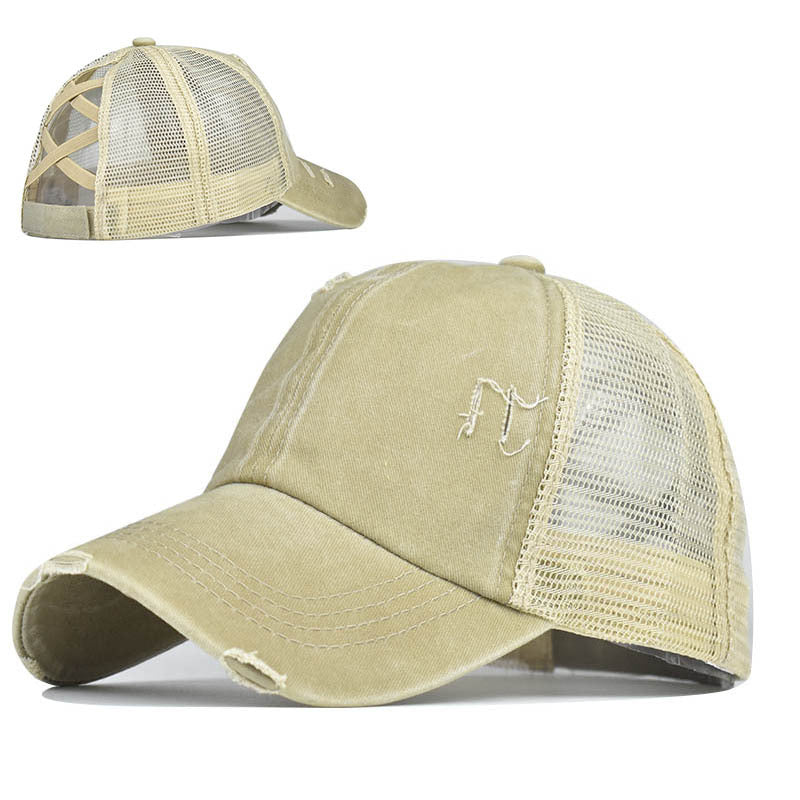 Wholesale Washed Cross Ponytail Baseball Cap Hat ACC-HT-ErXu008