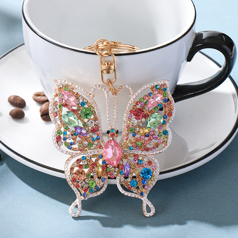 Wholesale color diamond keychain pendant butterfly creative  key chain