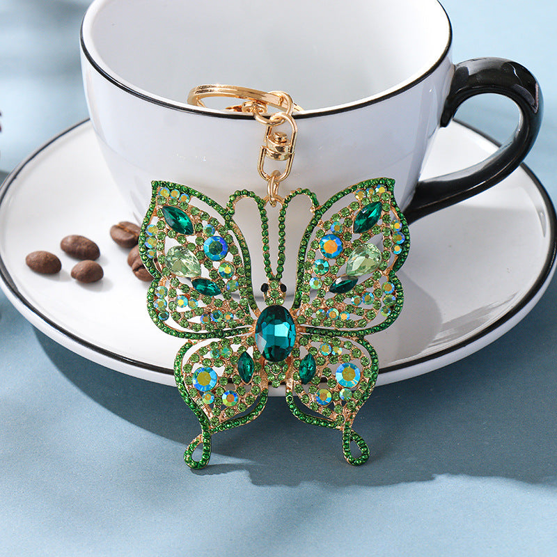 Wholesale color diamond keychain pendant butterfly creative  key chain