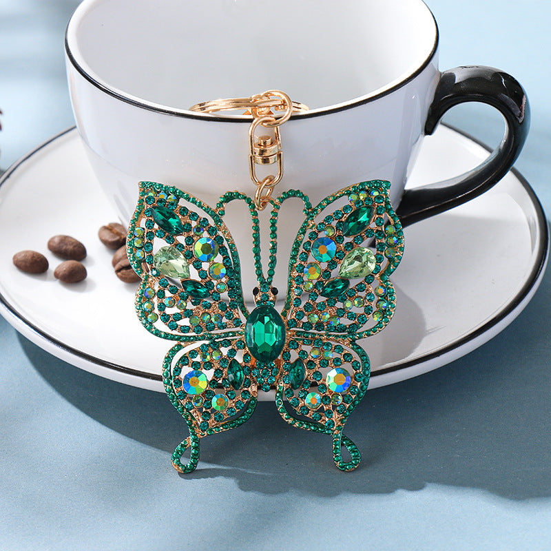 Wholesale color diamond keychain pendant butterfly creative  key chain
