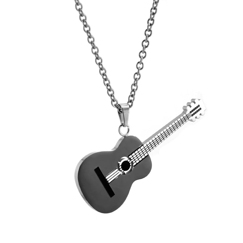 Wholesale Titanium Steel Jewelry Musical Instrument Guitar Necklace