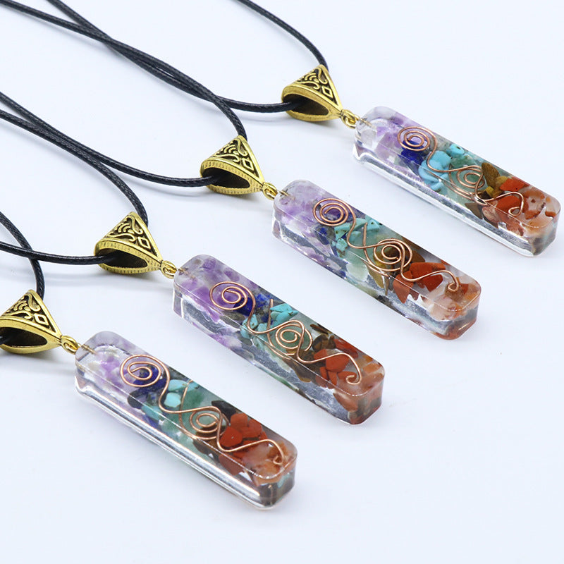Wholesale Colorful Gravel Necklace Resin Glue Wrapped Natural Stone