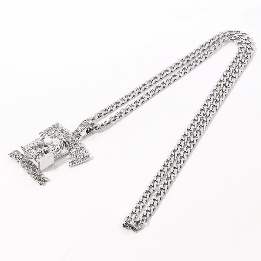 Wholesale zircon pendant hip hop jewelry necklaces