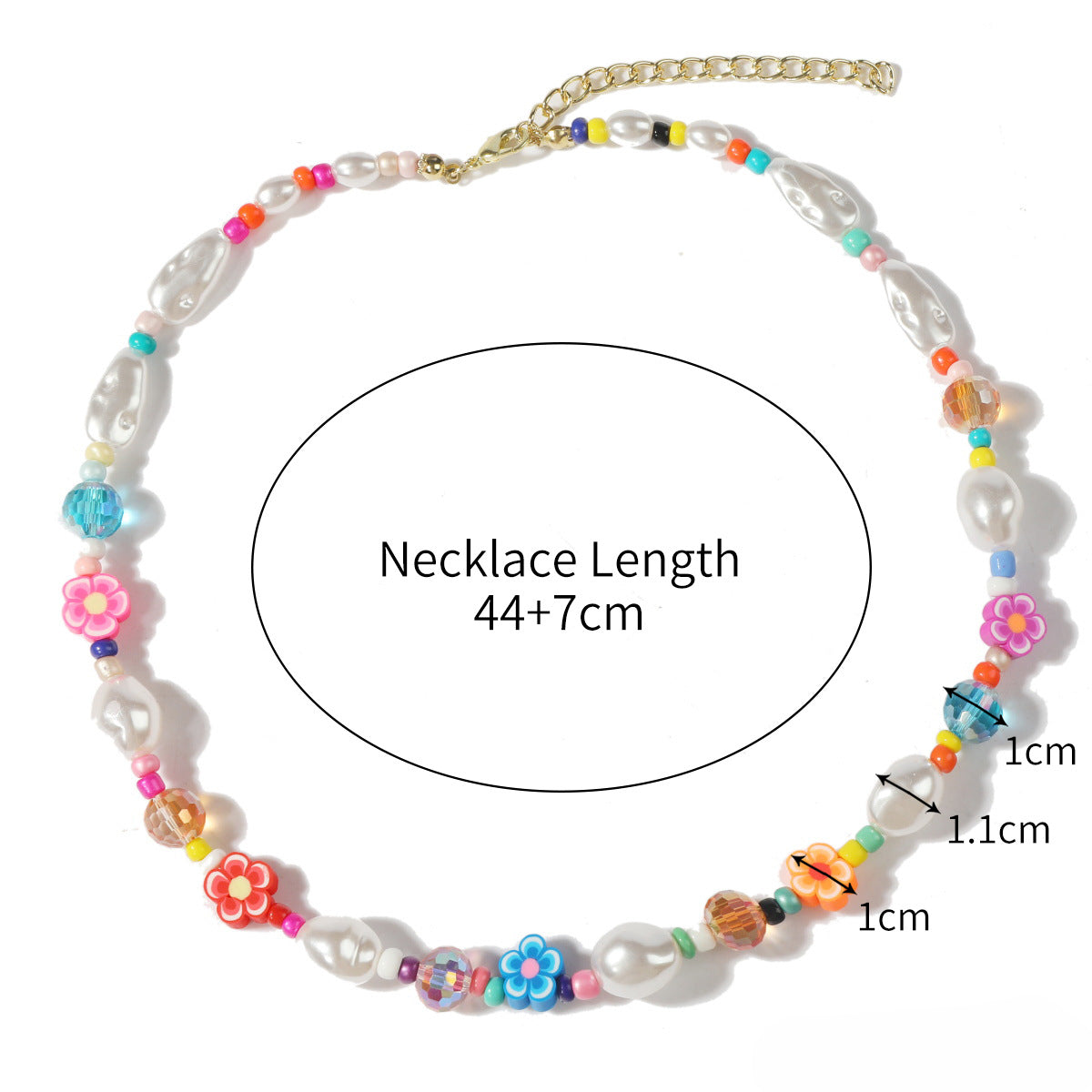Wholesale Colorful Pearl Crystal Polymer Clay Beaded Necklace ACC-NE-ManYi004