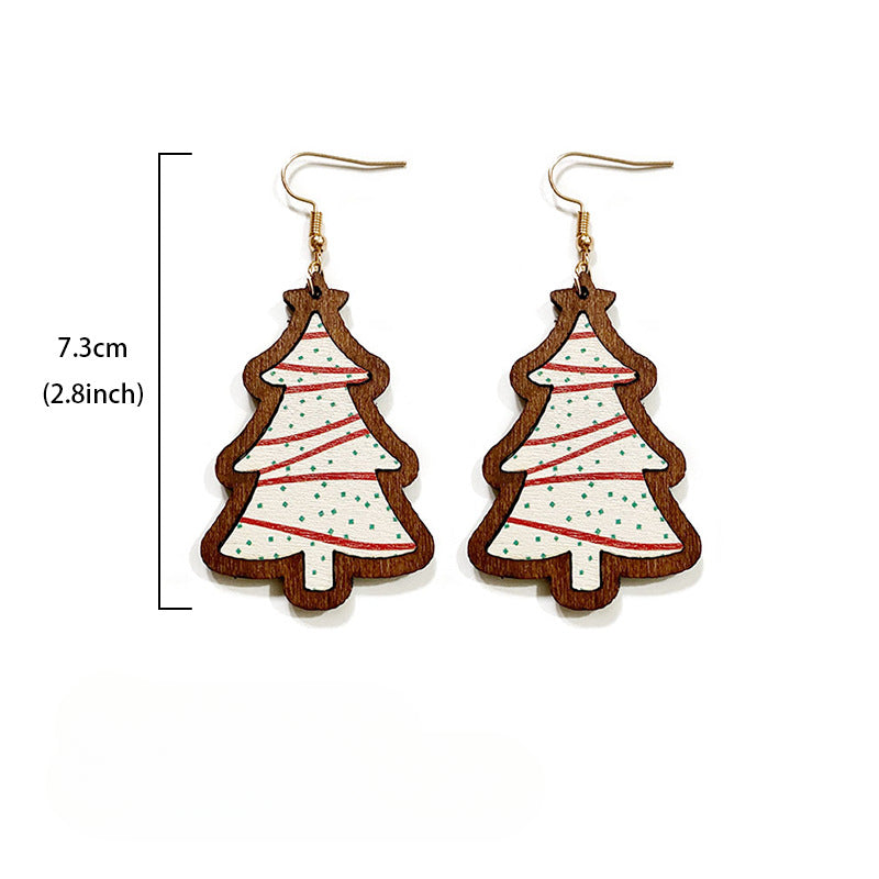 Wholesale Christmas Black and Red Plaid Christmas Tree Wooden Earrings ACC-ES-XinChuan022