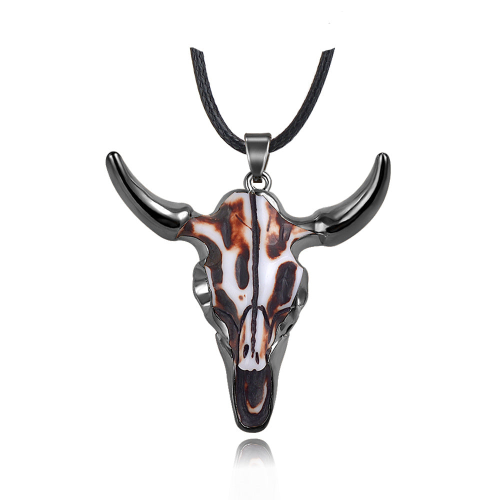 Wholesale Vintage Gold Bull Head Big Pendant Sweater Chain Necklace ACC-NE-MiYi001