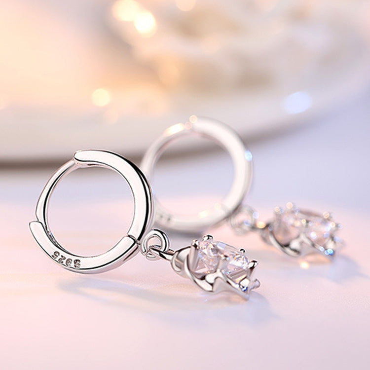 Wholesale Trendy Purple Zircon Plum Blossom Stud Earrings For Women Fashion Jewelry Boutique Resale Gift