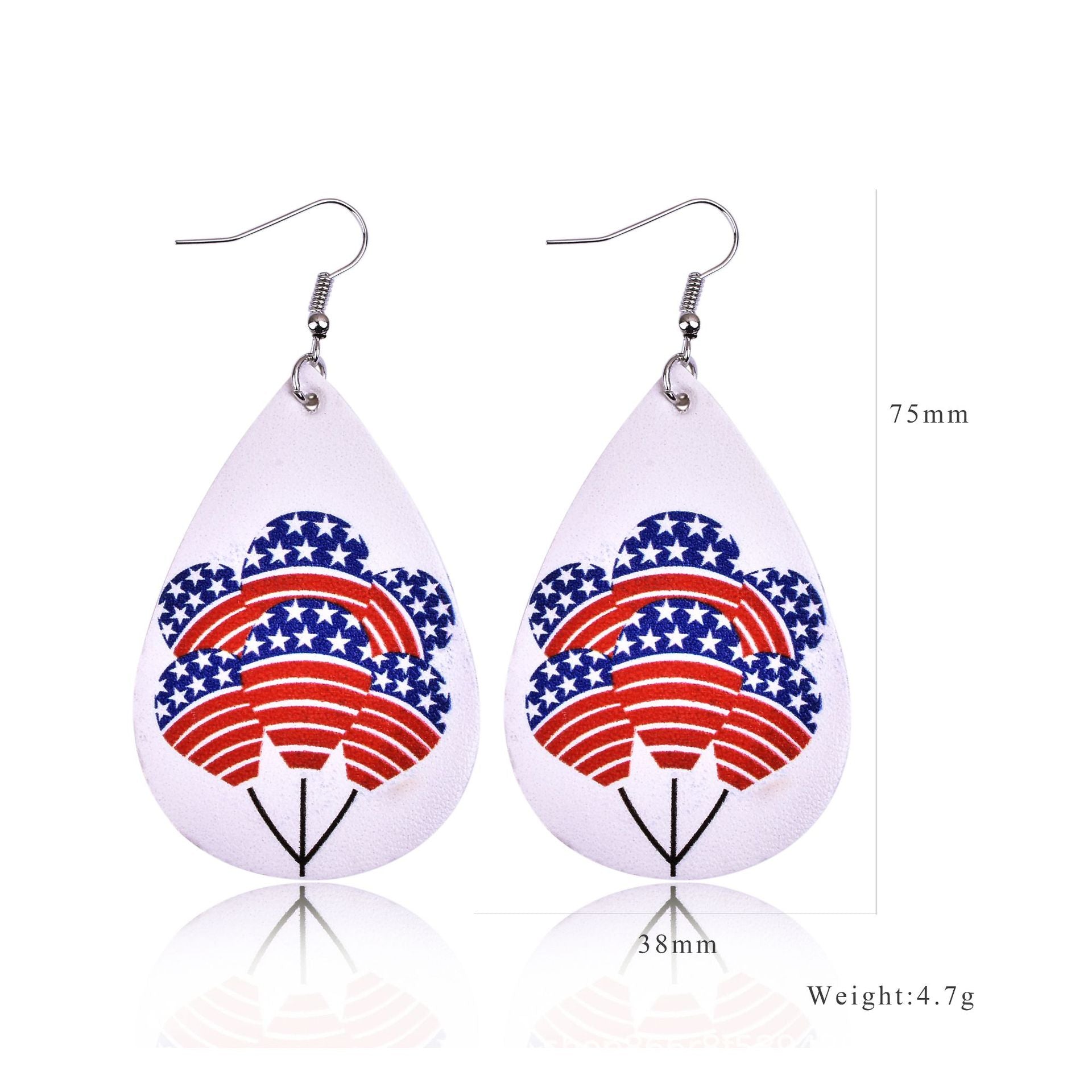 Wholesale American Flag Earrings PU Leather Multi-Layered Drop Shape Earrings Five-Pointed Star Earrings Independence Day ACC-ES-Yongz001
