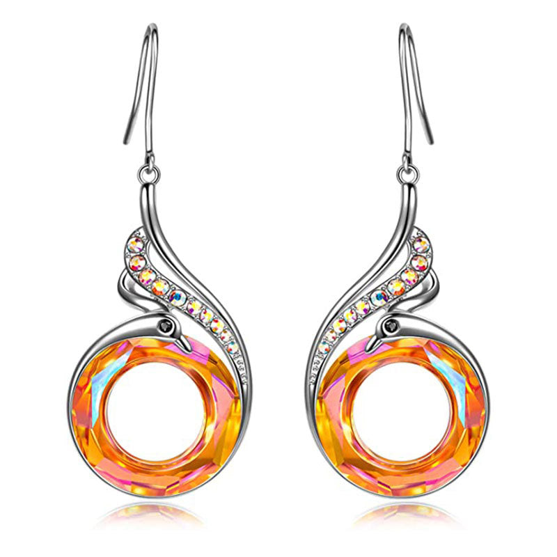 Wholesale  colorful crystal peacock creative gradient Earrings