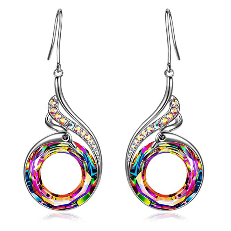 Wholesale  colorful crystal peacock creative gradient Earrings