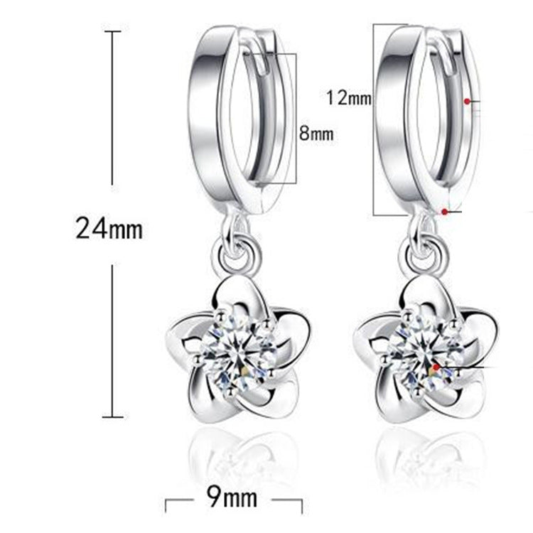 Wholesale Trendy Purple Zircon Plum Blossom Stud Earrings For Women Fashion Jewelry Boutique Resale Gift