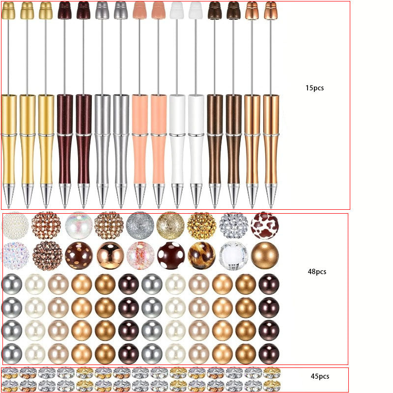 108pcs Beadable Pen Kits-15pcs DIY Beaded Pens 48pcs Chunky Bubblegum Beads 45pcs Spacer Beads Back to School Gift Office Supplies