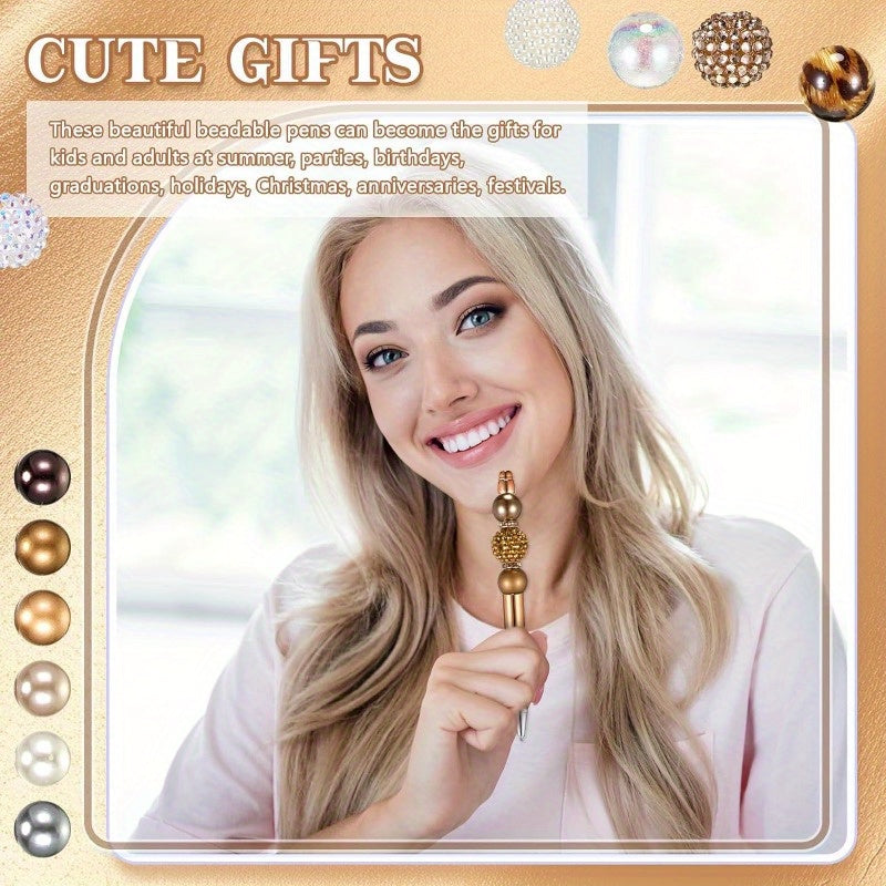 108pcs Beadable Pen Kits-15pcs DIY Beaded Pens 48pcs Chunky Bubblegum Beads 45pcs Spacer Beads Back to School Gift Office Supplies