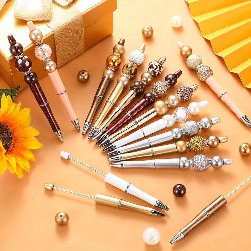 108pcs Beadable Pen Kits-15pcs DIY Beaded Pens 48pcs Chunky Bubblegum Beads 45pcs Spacer Beads Back to School Gift Office Supplies